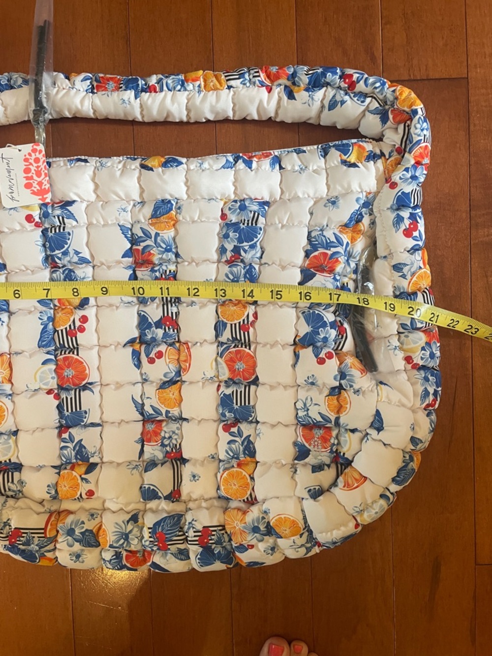 Free People Quilted Floral Citrus Tote - White, Blue, Orange - Picture 2 of 5